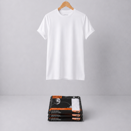 Half Sleeve T-Shirt Round Neck - White - 3 pieces