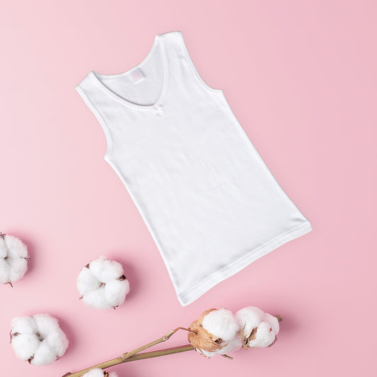 Sleeveless T-shirt - White - 6 pieces