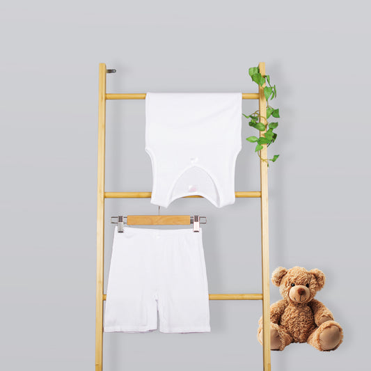 Sleeveless T-shirt & Shorts - White - 6 pieces