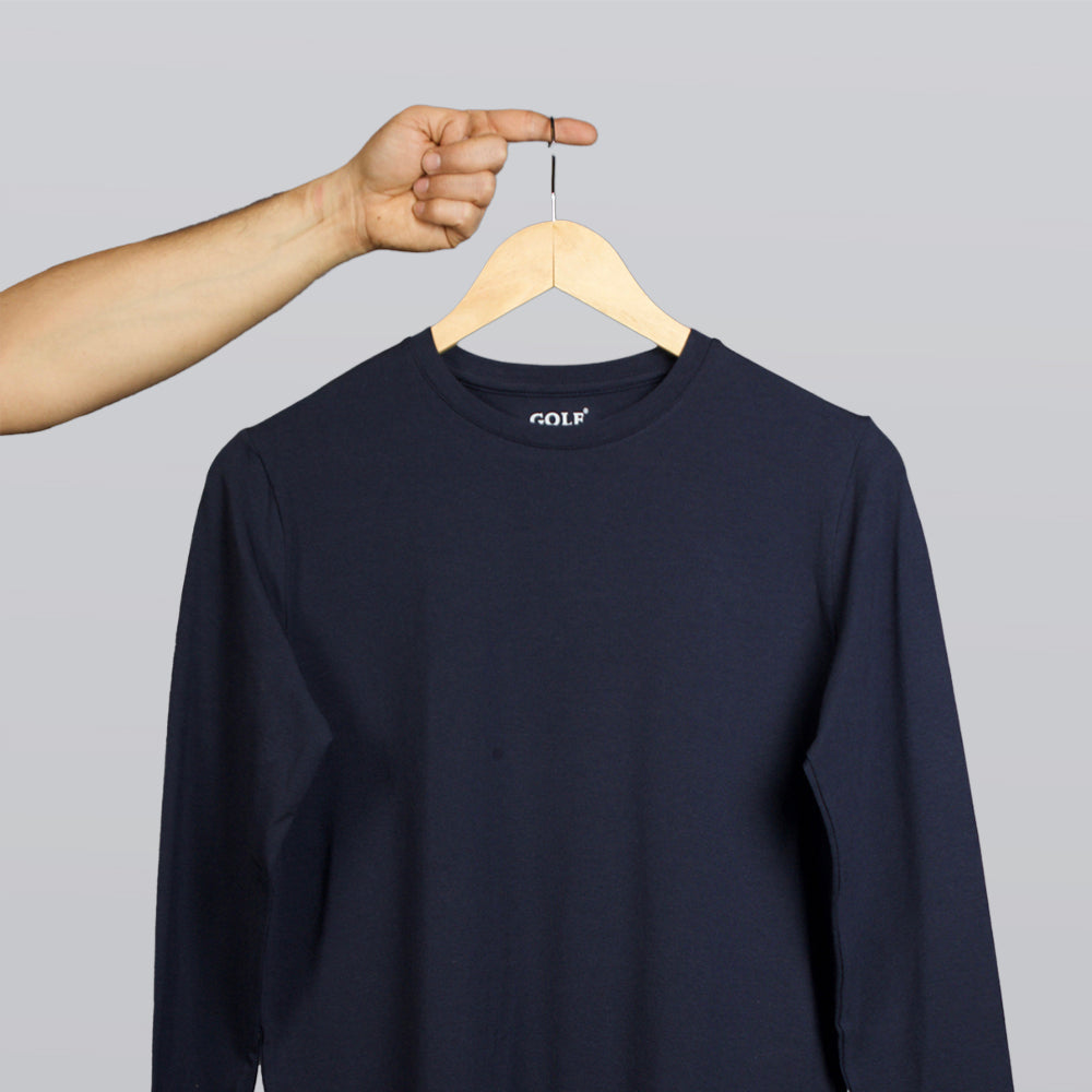 Long Sleeve T-Shirt Round Neck - Navy - 3 pieces
