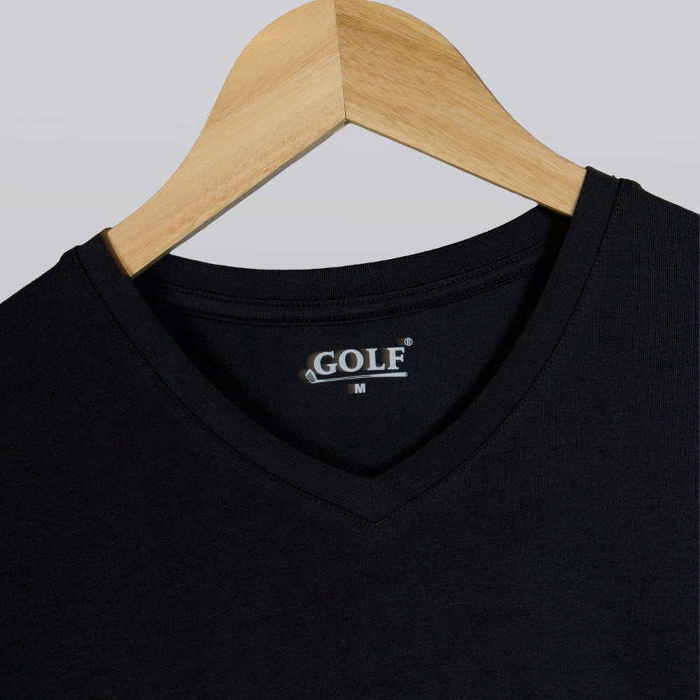 Half Sleeve T-Shirt V-Neck - Black - 3 pieces
