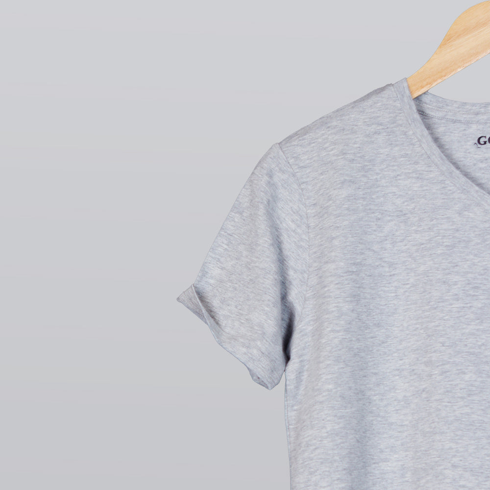 Half Sleeve T-Shirt V-Neck - Grey - 3 pieces