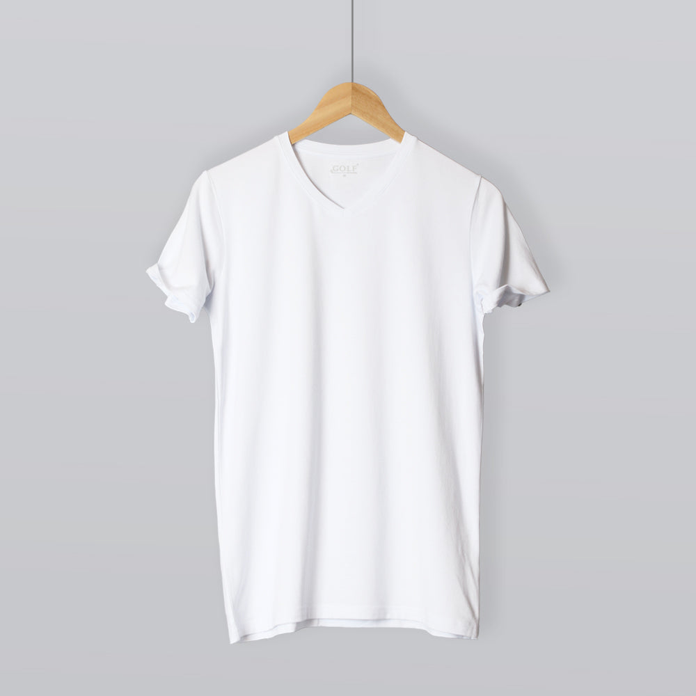 Half Sleeve T-Shirt V-Neck - White - 3 pieces