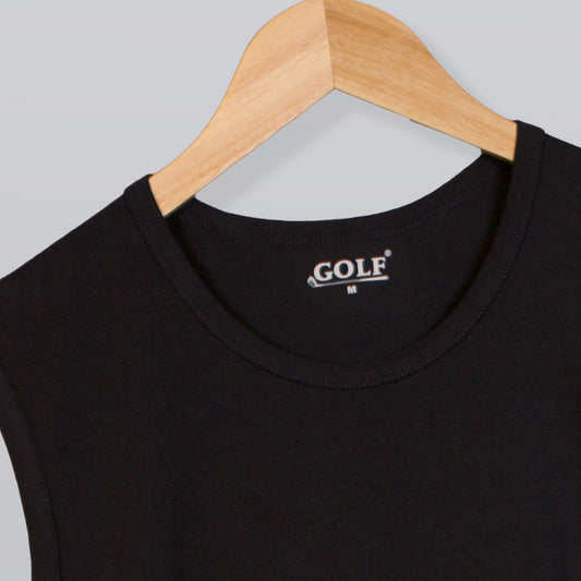 Sleeveless T-Shirt Round Neck - Black - 3 pieces
