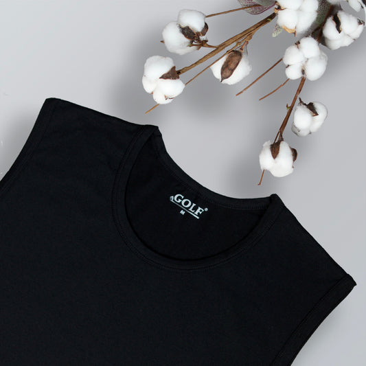 Sleeveless T-Shirt Round Neck - Black - 3 pieces