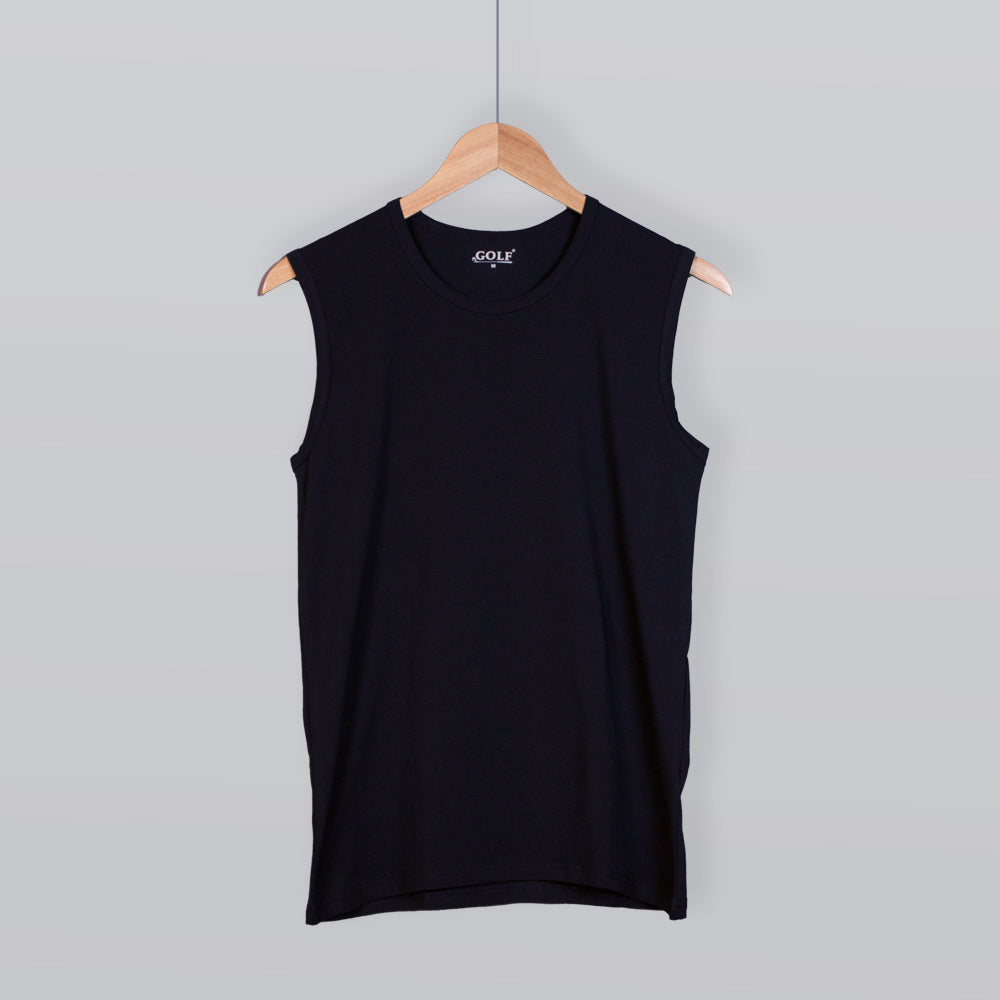 Sleeveless T-Shirt Round Neck - Black - 3 pieces