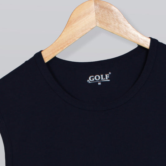 Sleeveless T-Shirt Round Neck - Navy - 3 pieces