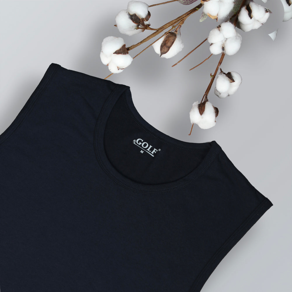 Sleeveless T-Shirt Round Neck - Navy - 3 pieces