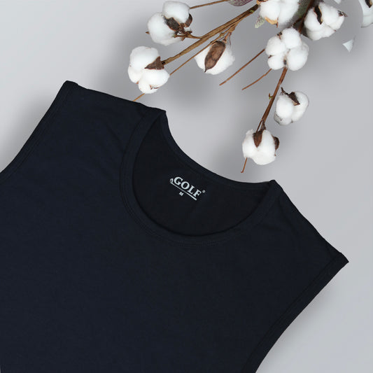 Sleeveless T-Shirt Round Neck - Navy - 3 pieces