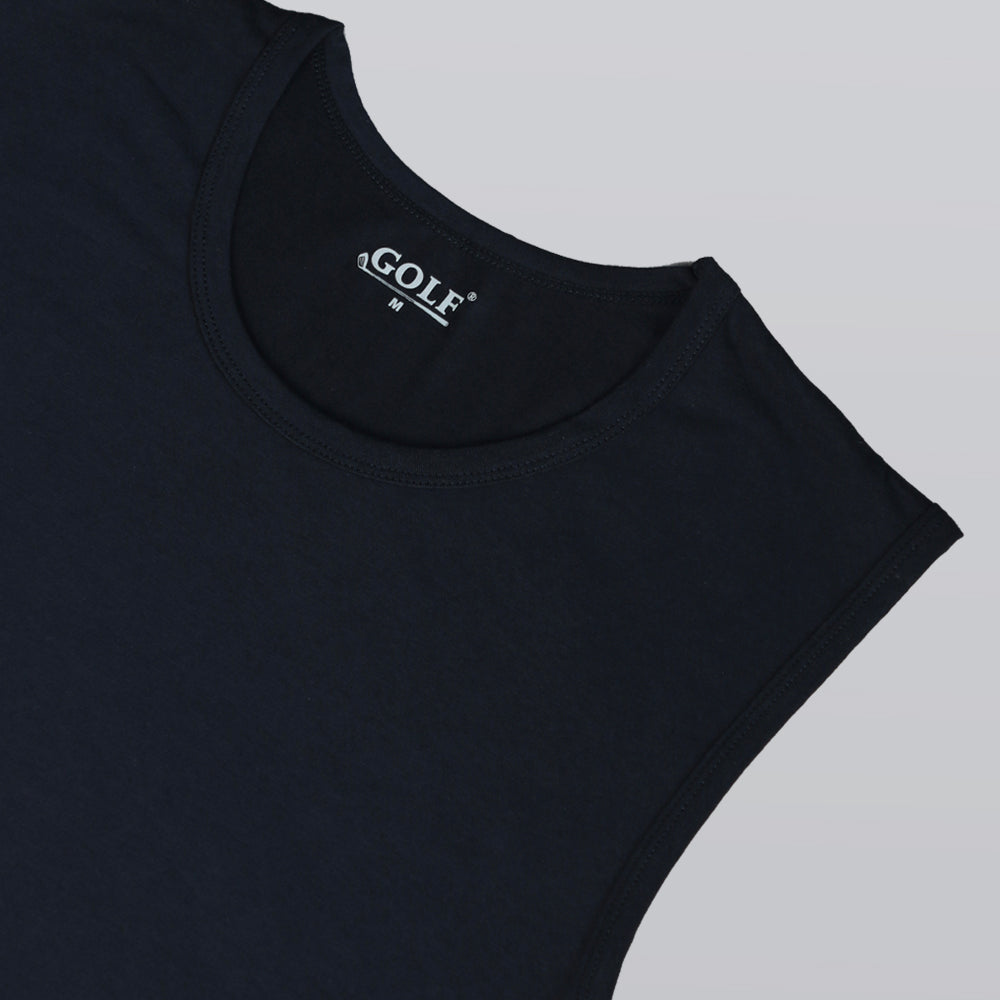 Sleeveless T-Shirt Round Neck - Navy - 3 pieces