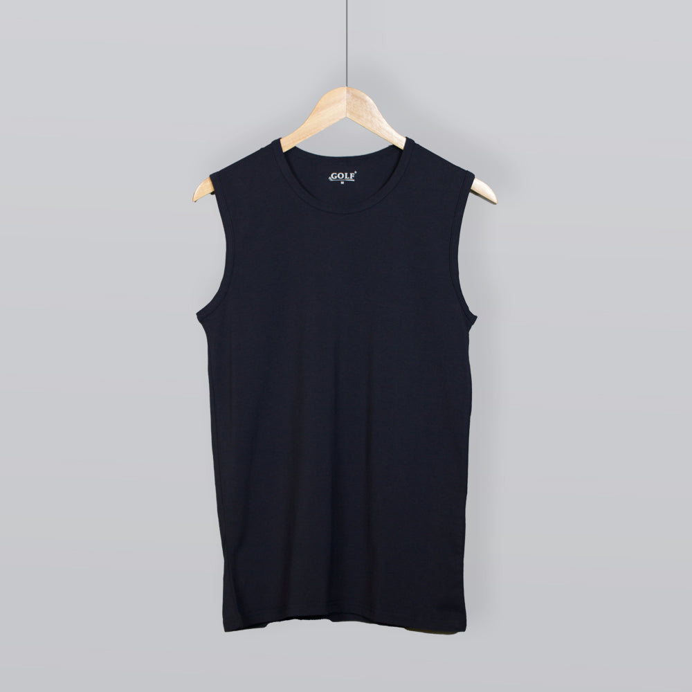 Sleeveless T-Shirt Round Neck - Navy - 3 pieces