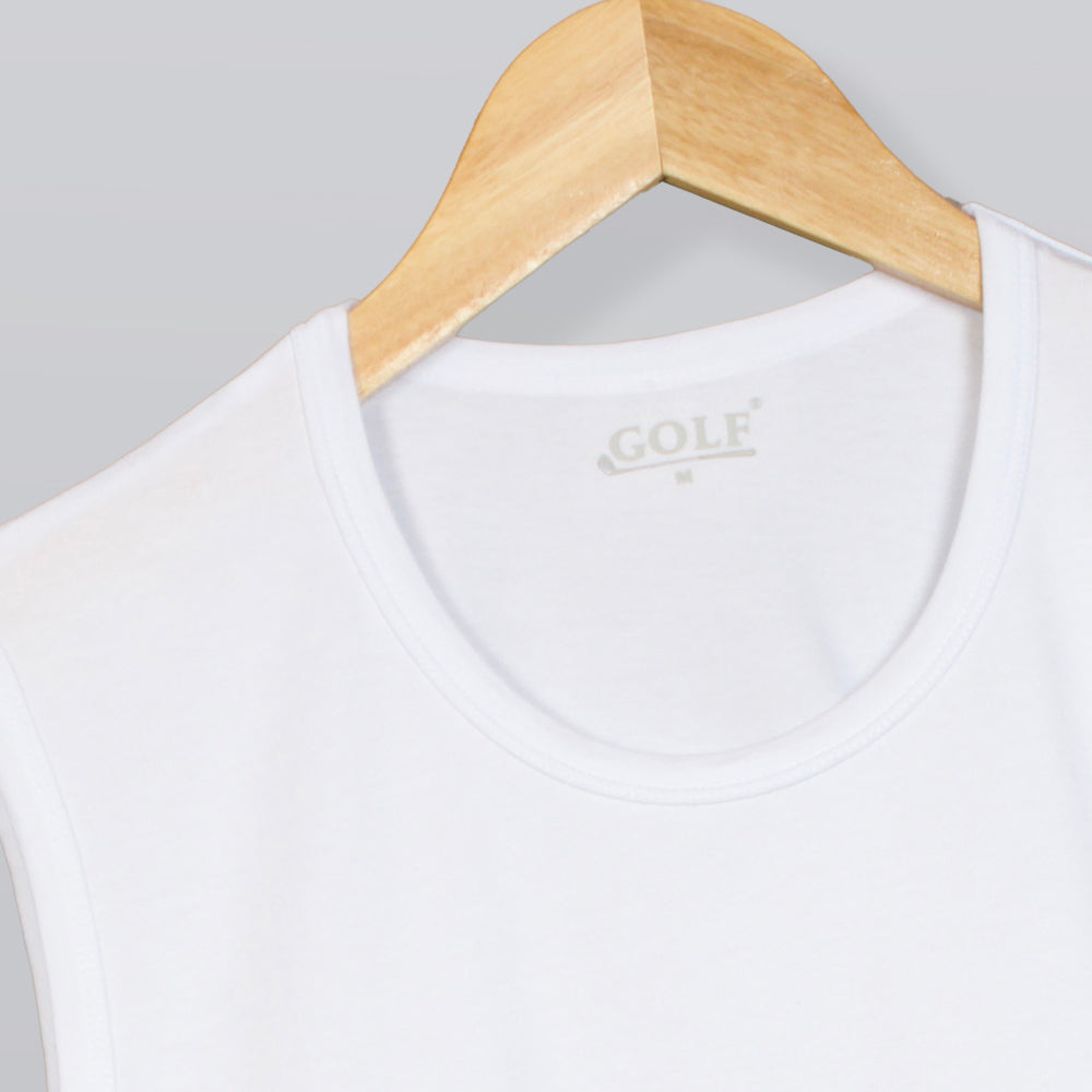 Sleeveless T-Shirt Round Neck - White - 3 pieces