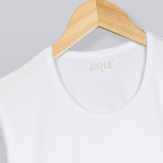 Sleeveless T-Shirt Round Neck - White - 3 pieces