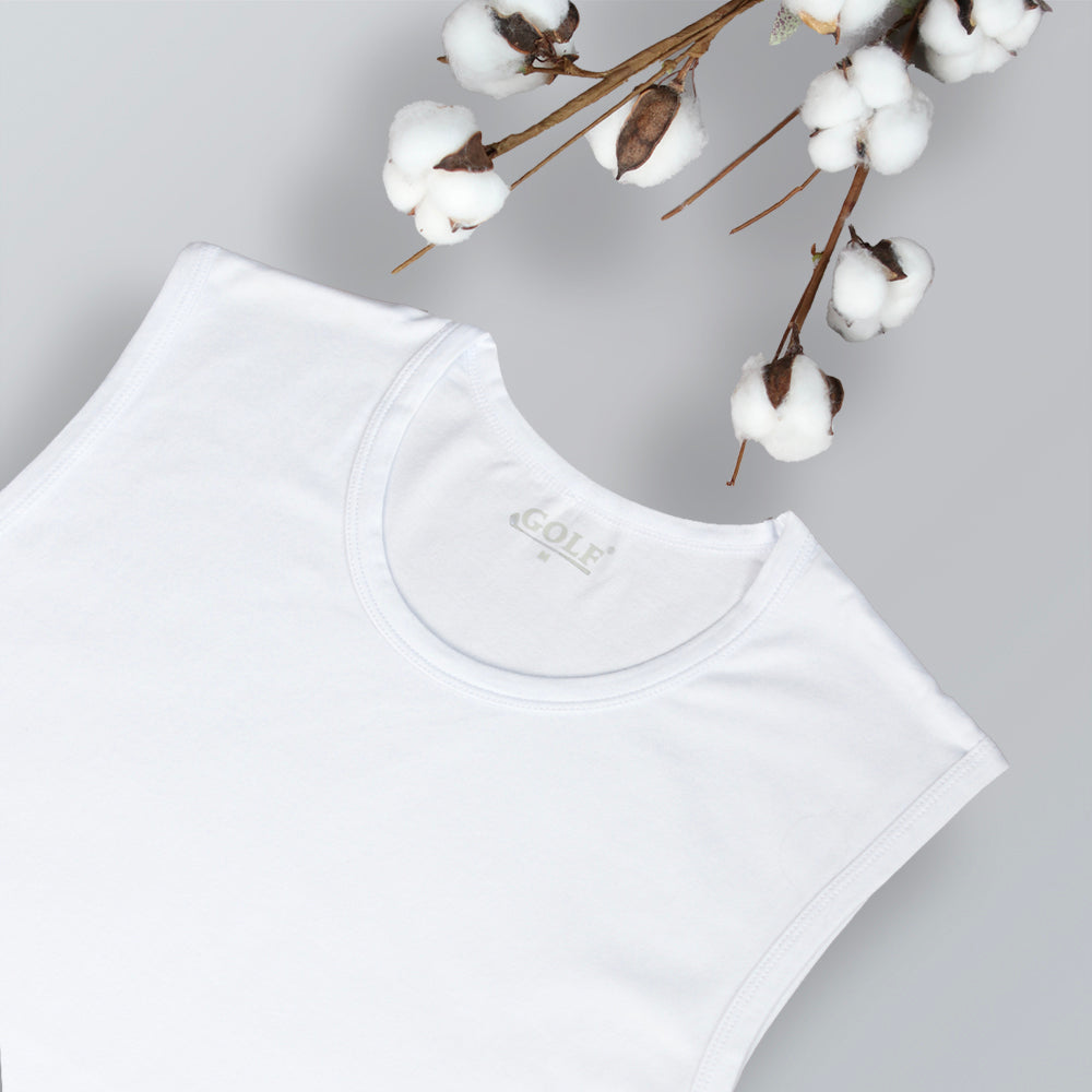 Sleeveless T-Shirt Round Neck - White - 3 pieces
