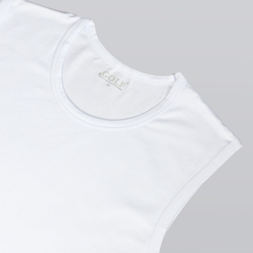 Sleeveless T-Shirt Round Neck - White - 3 pieces