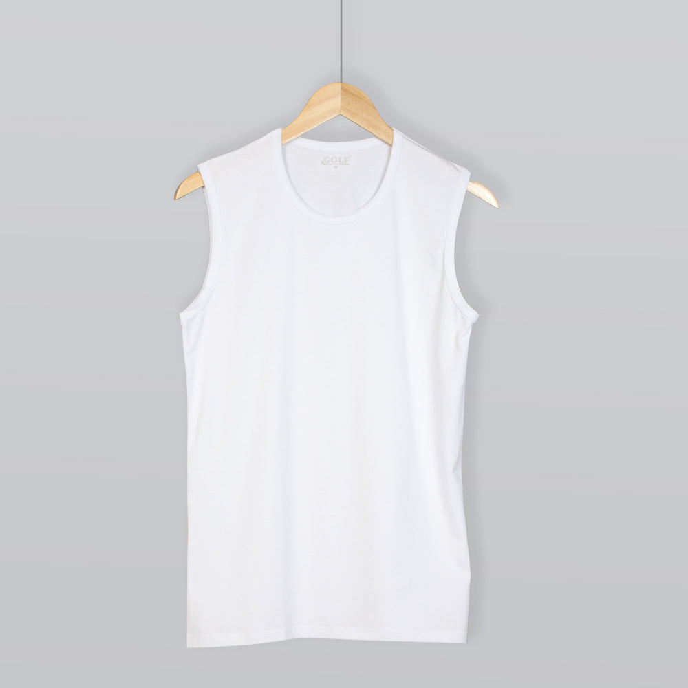 Sleeveless T-Shirt Round Neck - White - 3 pieces