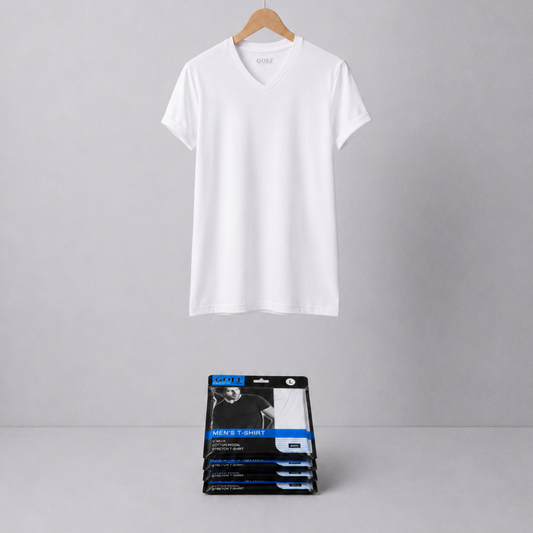 Half Sleeve T-Shirt V-Neck - White - 3 pieces
