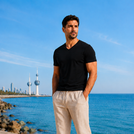 Half Sleeve T-Shirt V-Neck - Black - 3 pieces