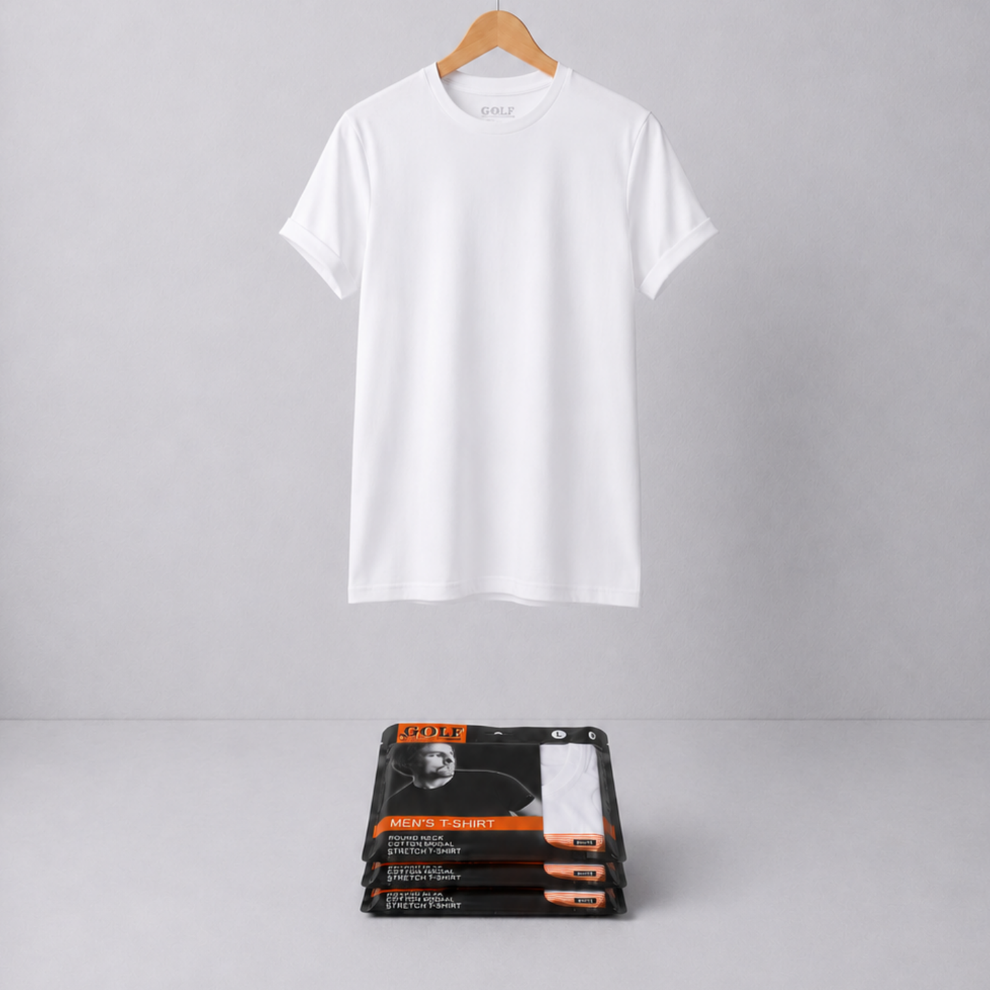 Half Sleeve T-Shirt Round Neck - White - 3 pieces