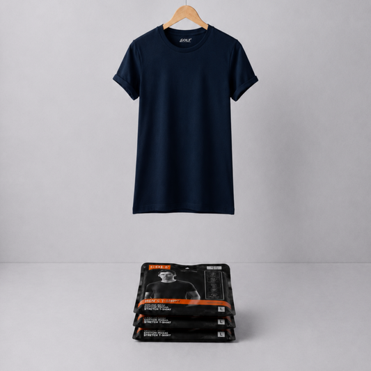 Half Sleeve T-Shirt Round Neck - Navy Blue - 3 pieces