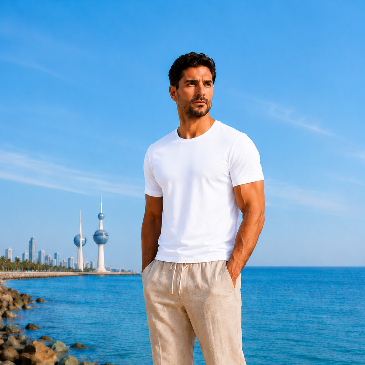 Half Sleeve T-Shirt Round Neck - White - 3 pieces