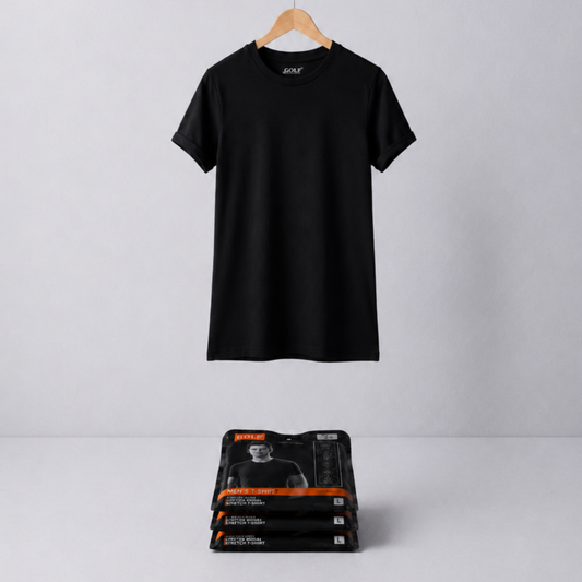 Half Sleeve T-Shirt Round Neck - Black - 3 pieces
