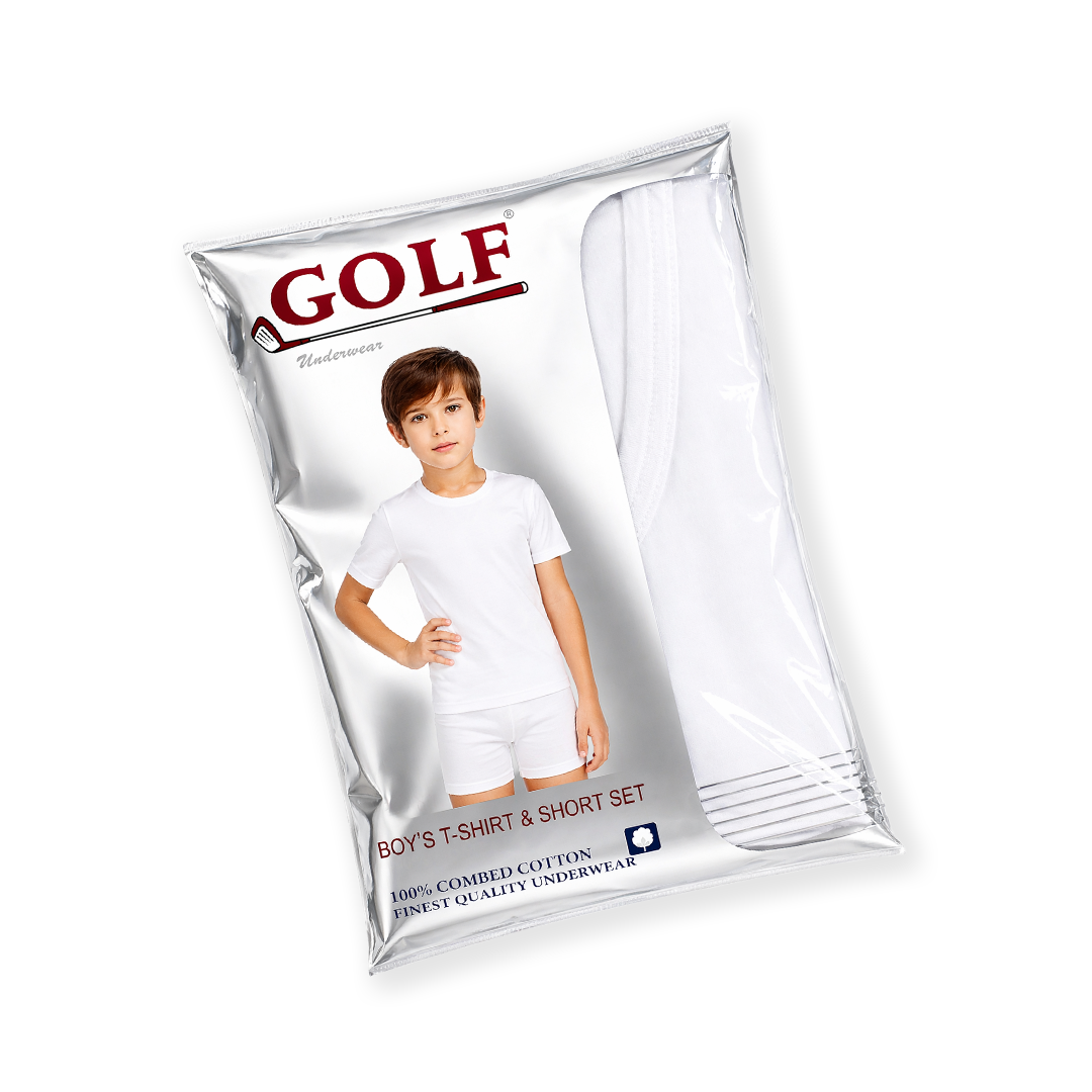 Boys T-Shirt & Short Set - White - 6 pieces