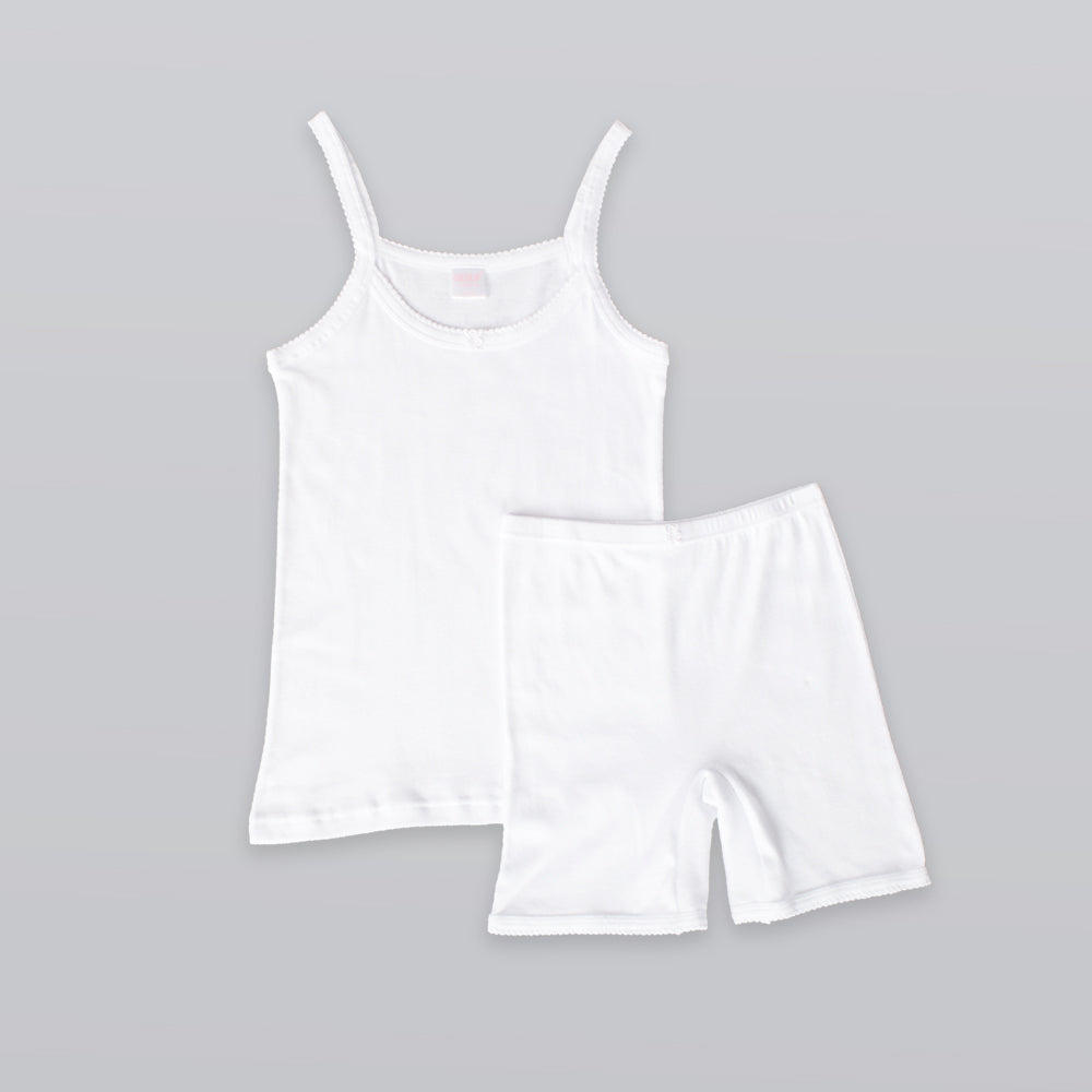 فيست وشورت بناتي - أبيض - 6 قطع