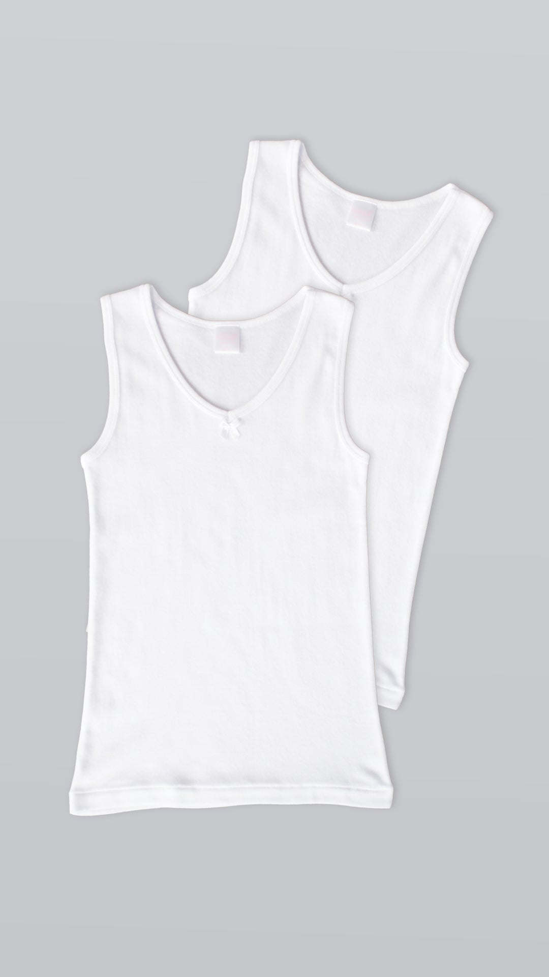 تيشيرت بناتي بدون أكمام - أبيض - 6 قطع