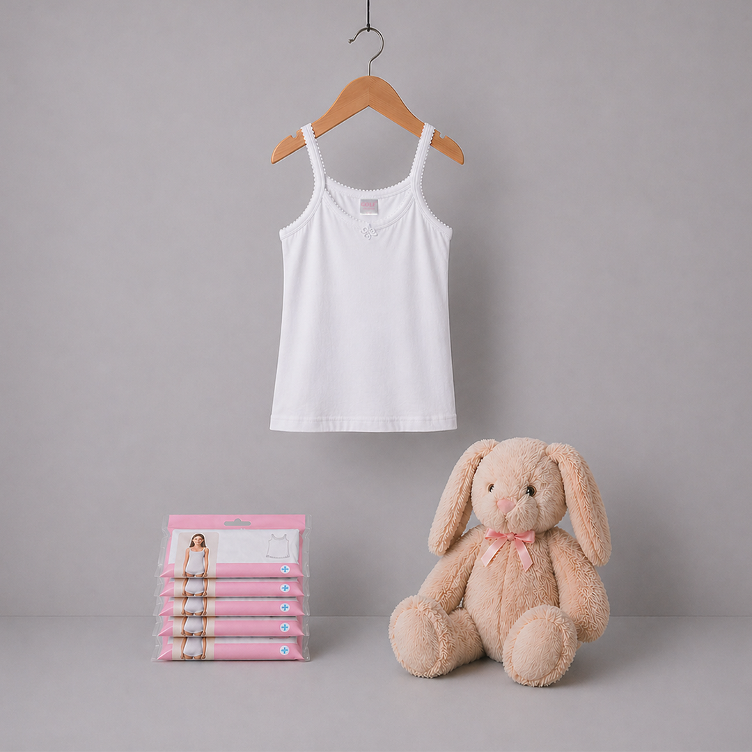 Girls Vest - White - 6 pieces