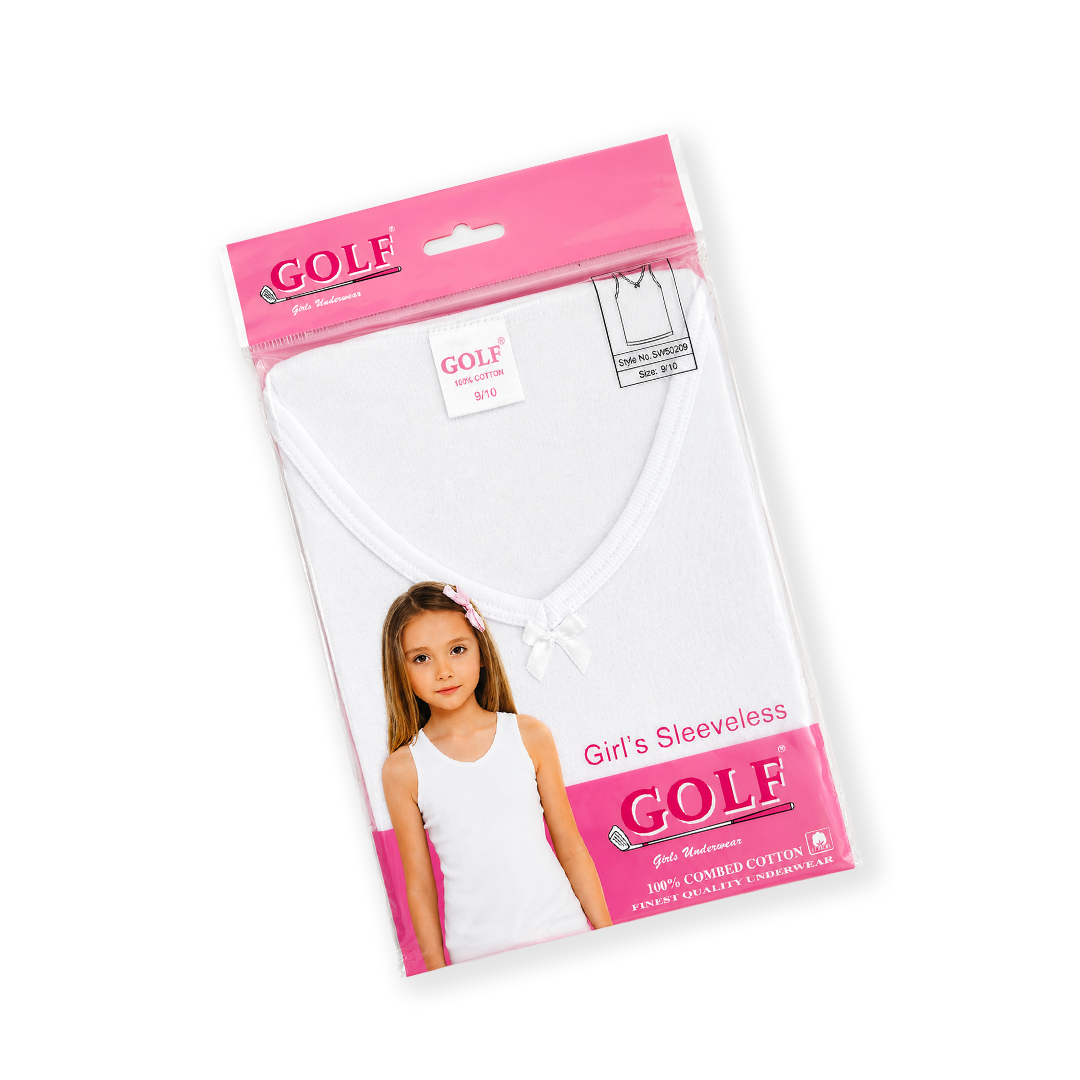 Girls Sleeveless T-shirt - White - 6 pieces