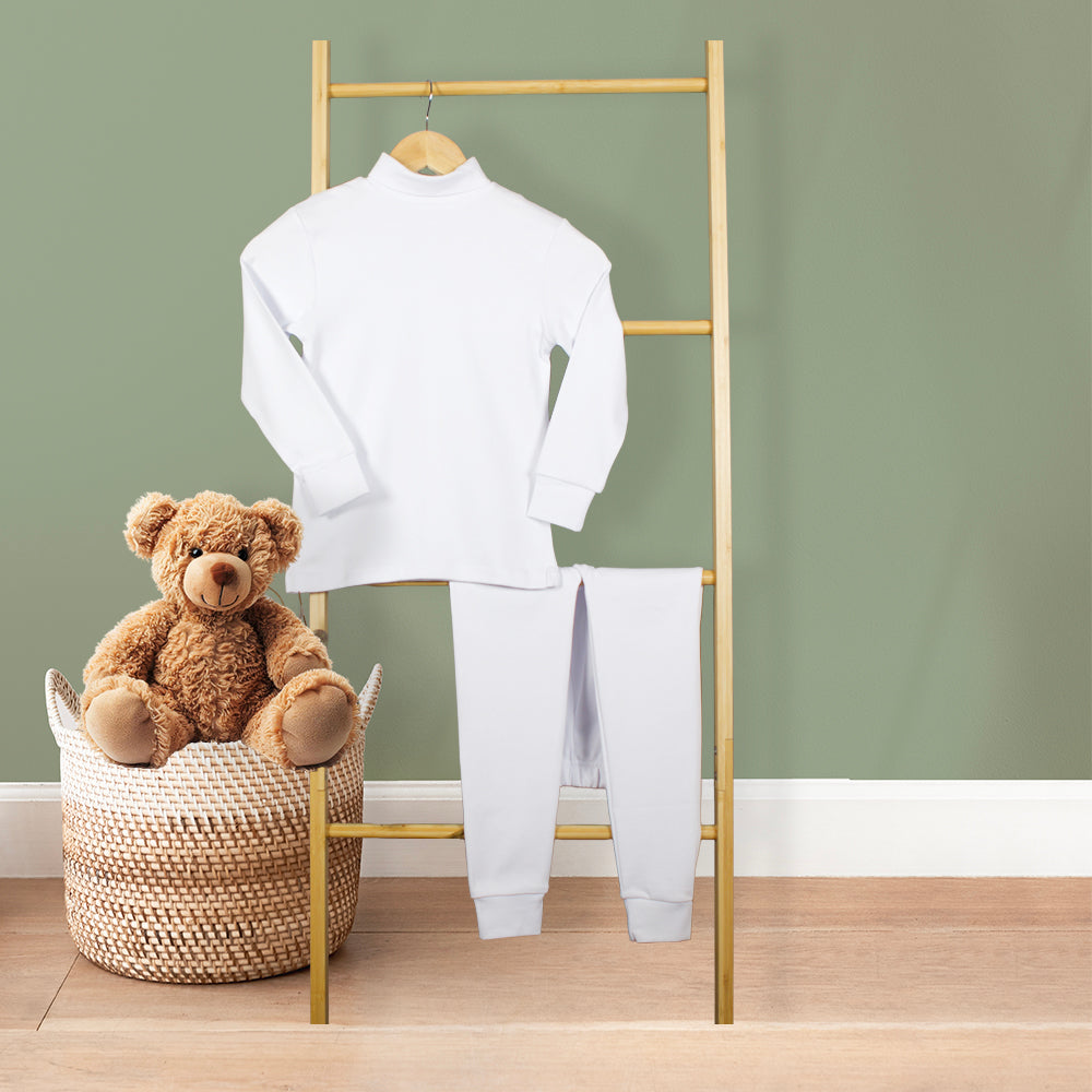 Boy's Thermal Set - White - Turtle Neck