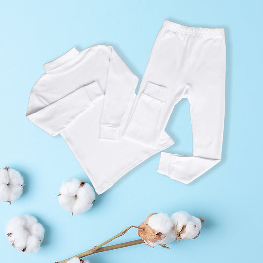 Boy's Thermal Set - White - Turtle Neck