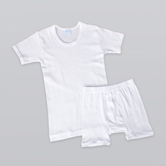طقم تيشيرت وشورت - أبيض - 6 قطع