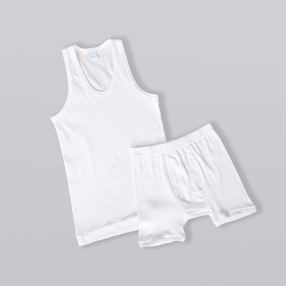 طقم فيست وشورت - أبيض - 6 قطع