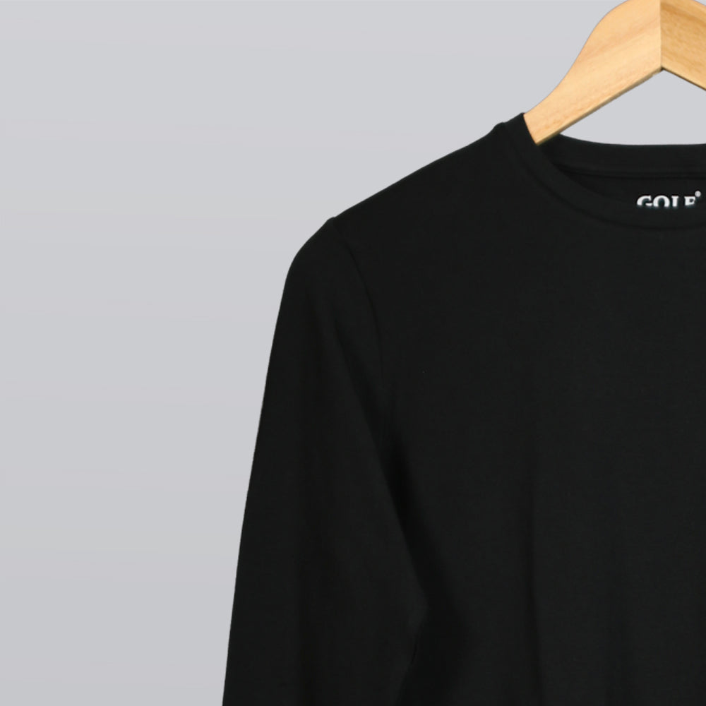Long Sleeve T-Shirt Round Neck - Black - 3 pieces