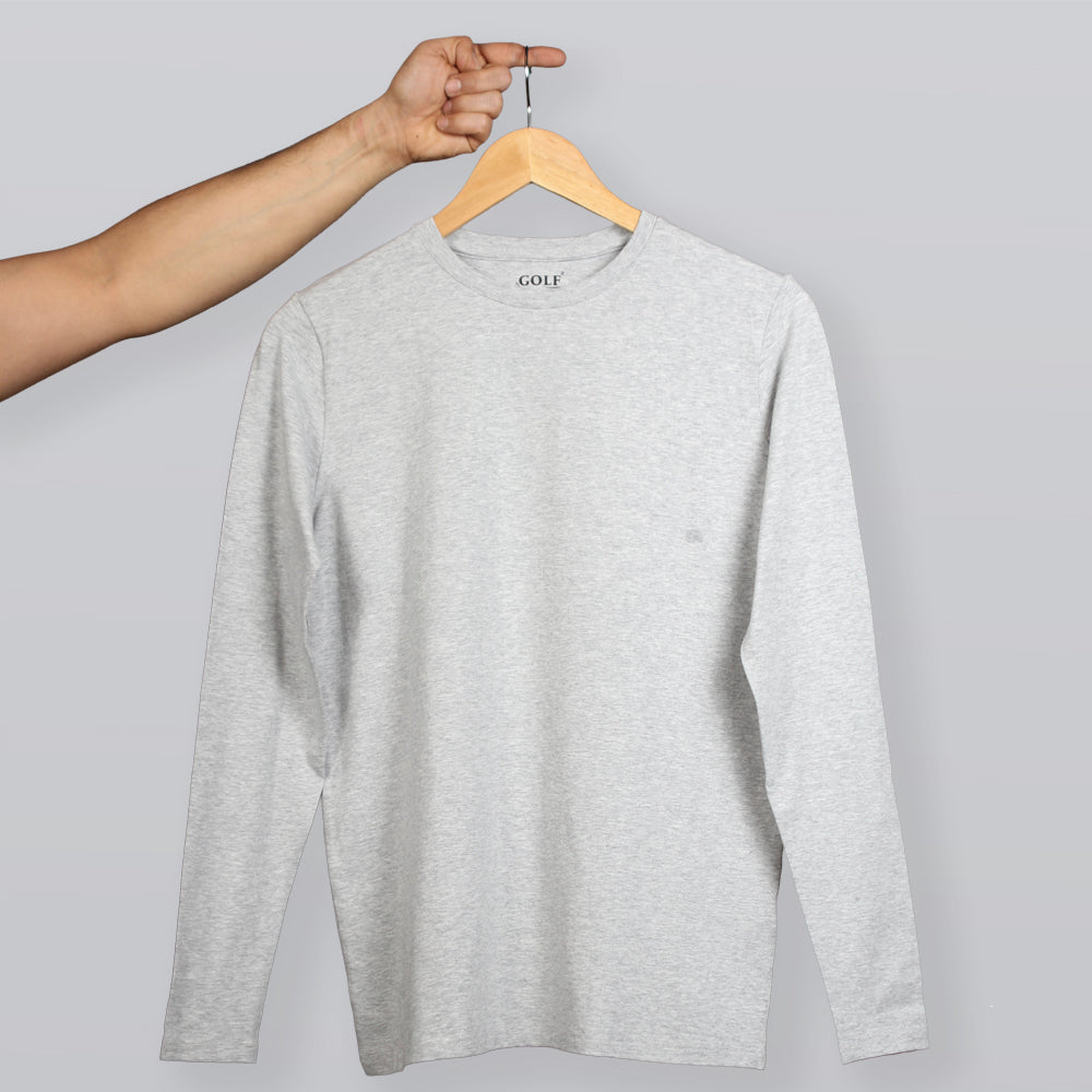 Long Sleeve T-Shirt Round Neck - Gray - 3 pieces