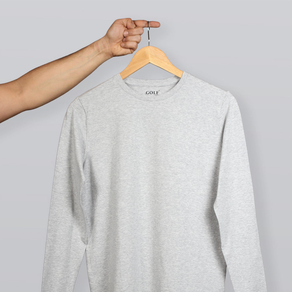 Long Sleeve T-Shirt Round Neck - Gray - 3 pieces