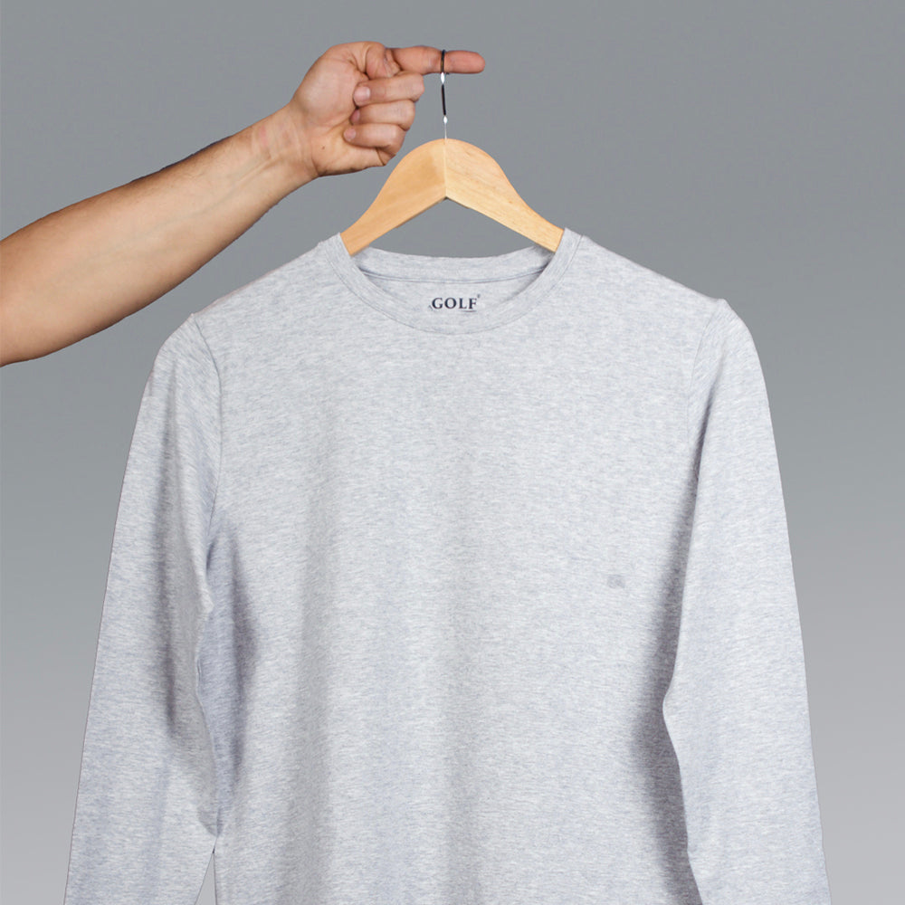Gray Long Sleeve T-Shirt Round Neck