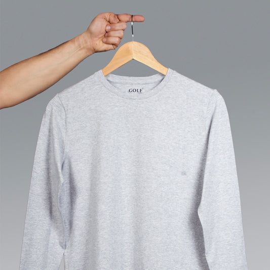 Gray Long Sleeve T-Shirt Round Neck