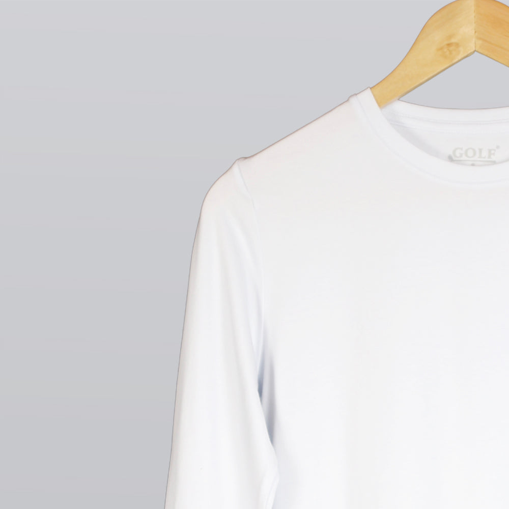 Long Sleeve T-Shirt Round Neck - White - 3 pieces