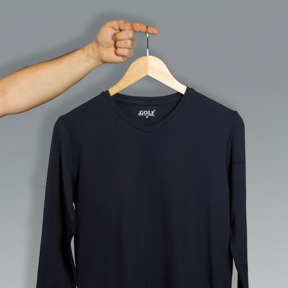 Navy Long Sleeve T-Shirt V-Neck