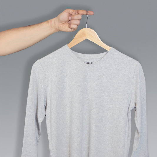 Gray Long Sleeve T-Shirt V-Neck