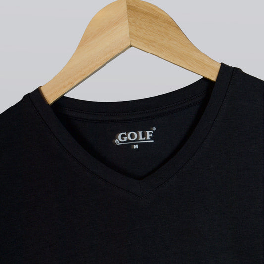 Half Sleeve T-Shirt V-Neck - Black - 3 pieces
