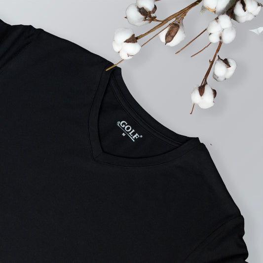 Half Sleeve T-Shirt V-Neck - Black - 3 pieces