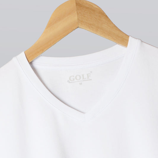 Half Sleeve T-Shirt V-Neck - White - 3 pieces