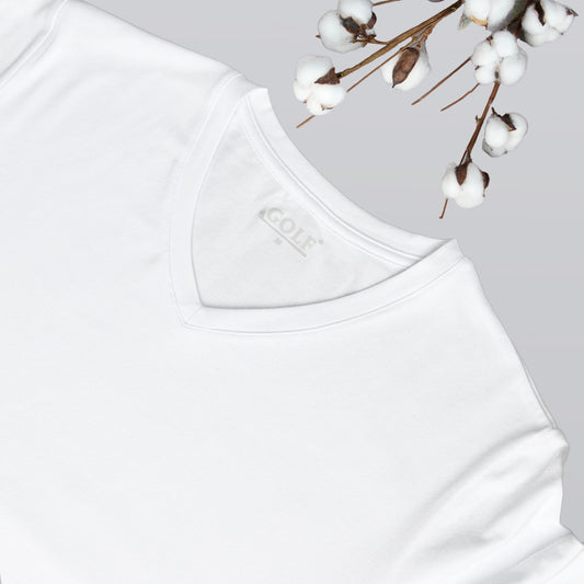 Half Sleeve T-Shirt V-Neck - White - 3 pieces