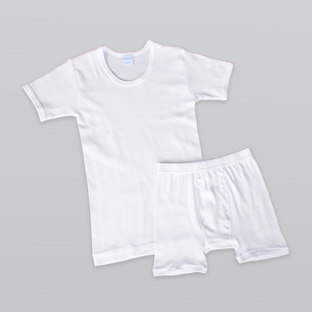 تيشيرت بدون أكمام وشورت - أبيض - 6 قطع