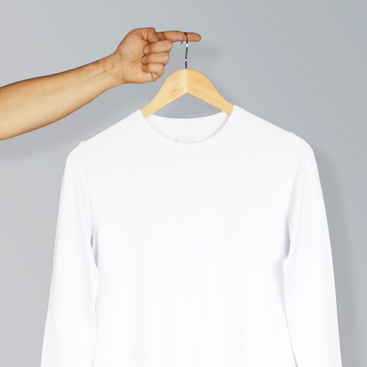 White Long Sleeve T-Shirt Round Neck