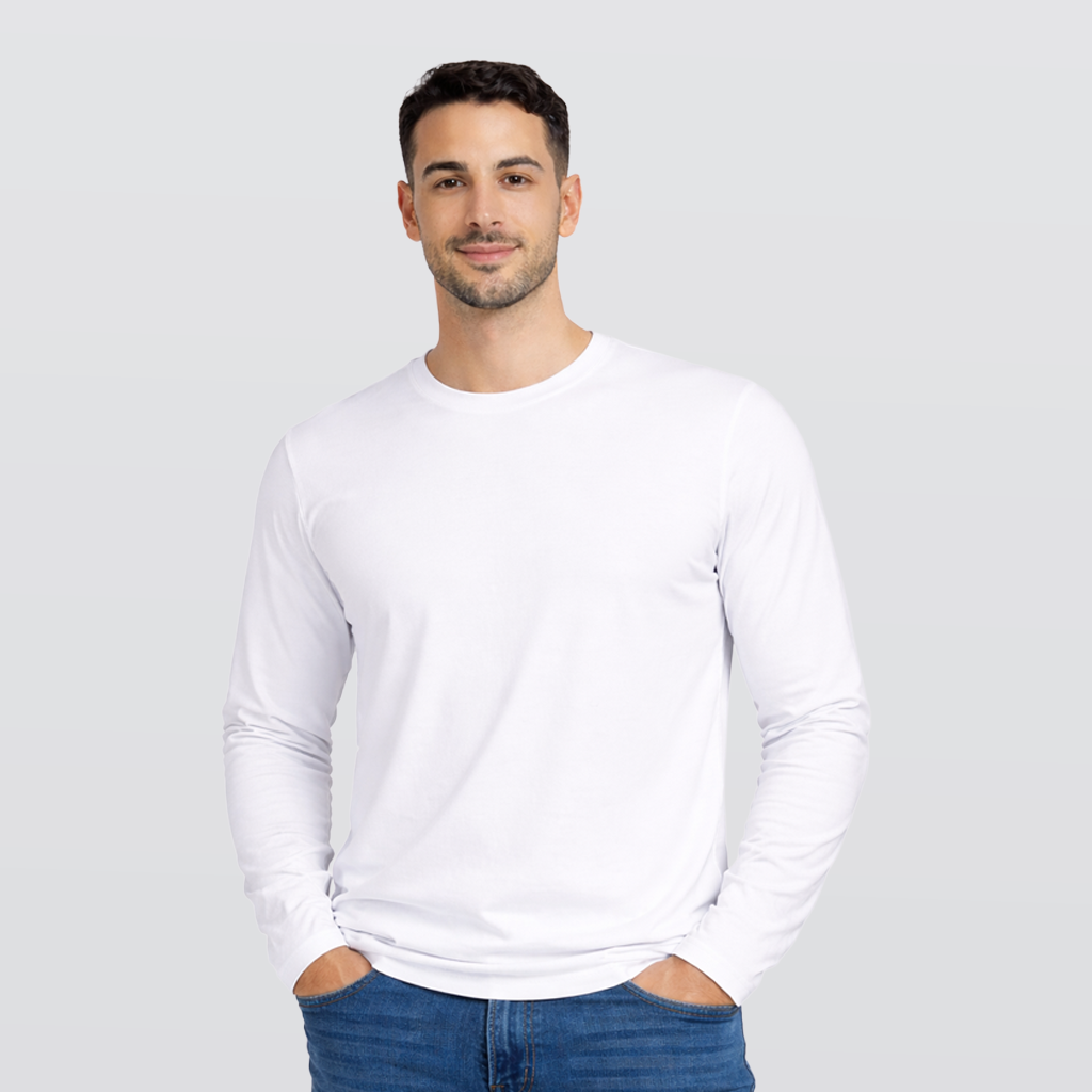 Long Sleeve T-Shirt Round Neck - White - 3 pieces